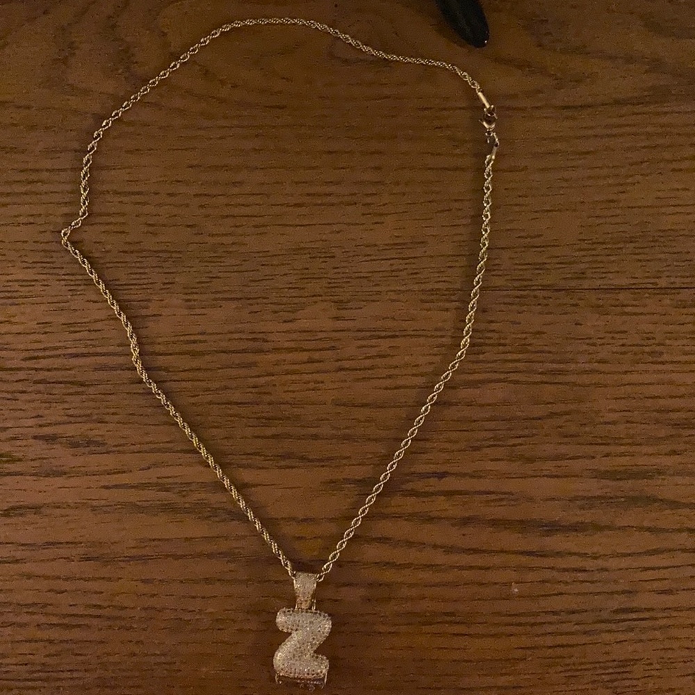 Gold rope chain with letter Pendent